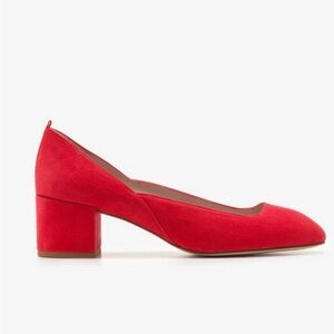 Boden Hope Mid Heel Red Suede Pumps, Size 38 (7.5-8)